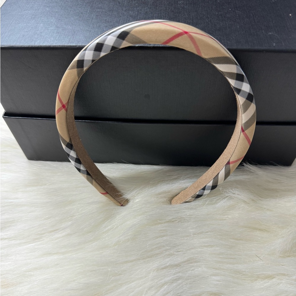 Preppy Plaid Beige Alice BB Headband Soft - Picture 3 of 4